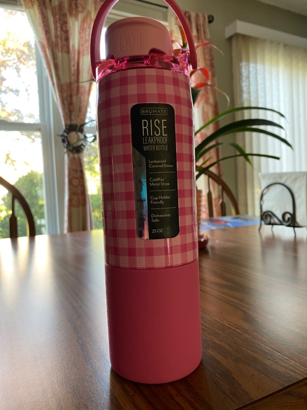 BNWT BRÜMATE Rise Leakproof Water Bottle - Pink Gingham